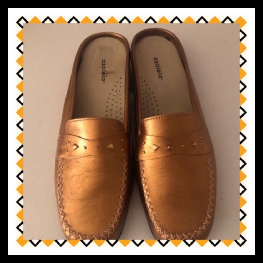Bronzed Leather Slip On Loafers -  Made In Brazil